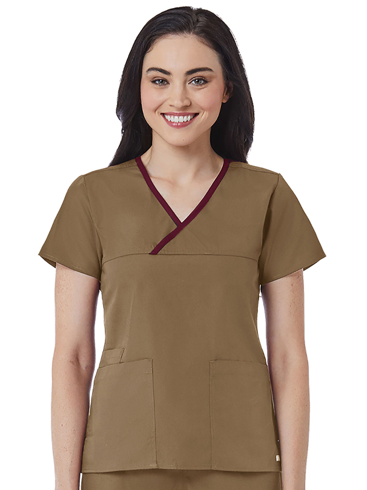Core - Women's Contrast Mock Wrap Top