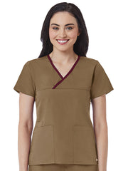 Core - Women's Contrast Mock Wrap Top