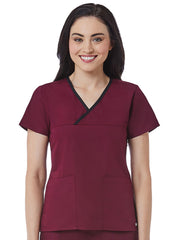 Core - Women's Contrast Mock Wrap Top
