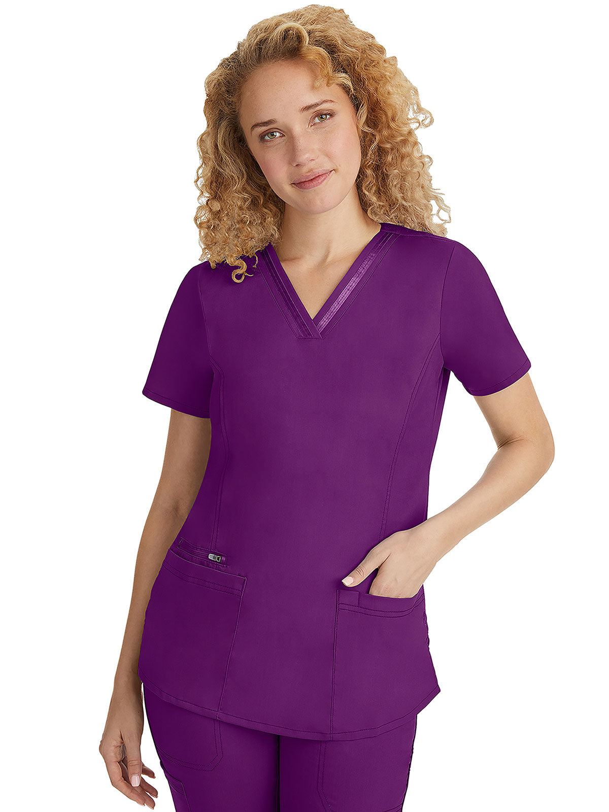 Purple label - Women's Jasmin V-Neck Stretch Solid Top