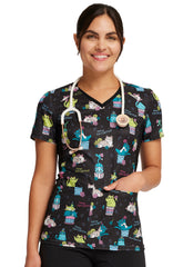 Iflex - Women's V-Neck Knit Panel Top