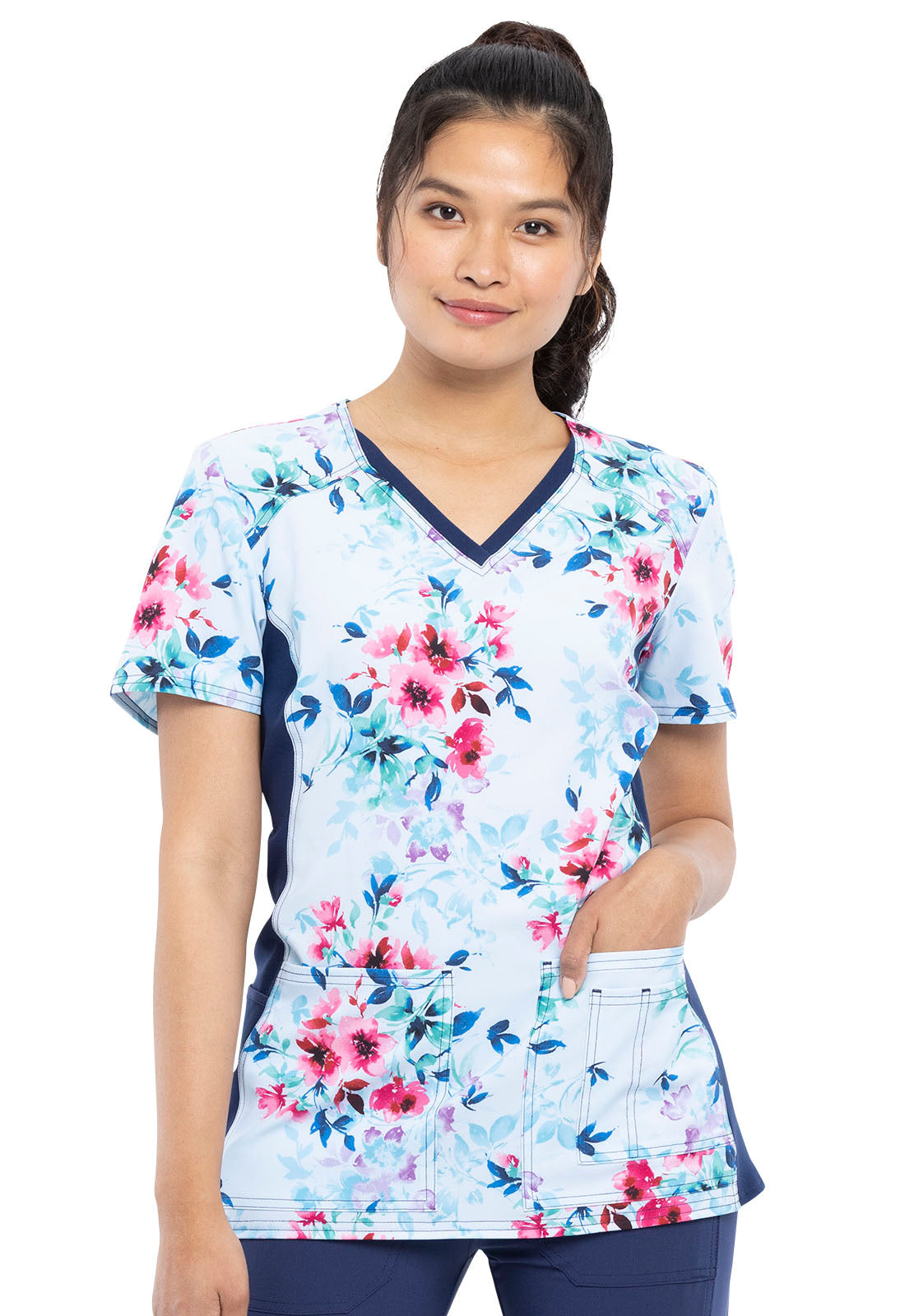 Iflex - Women's V-Neck Knit Panel Top