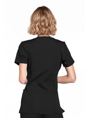 Originals - Women's Mock Wrap Knit Panel Solid Scrub Top