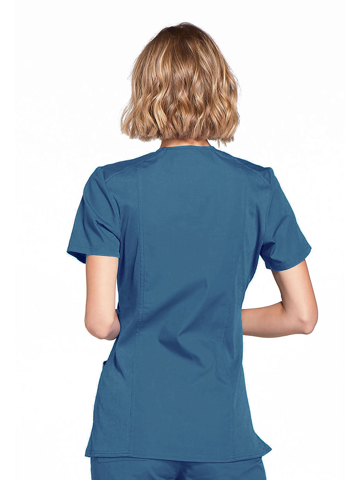 Originals - Women's Mock Wrap Knit Panel Solid Scrub Top