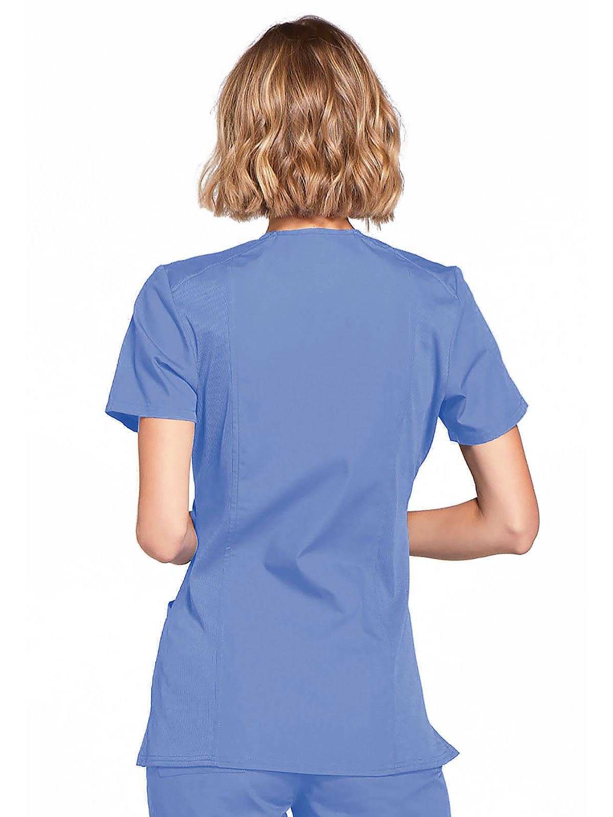 Originals - Women's Mock Wrap Knit Panel Solid Scrub Top
