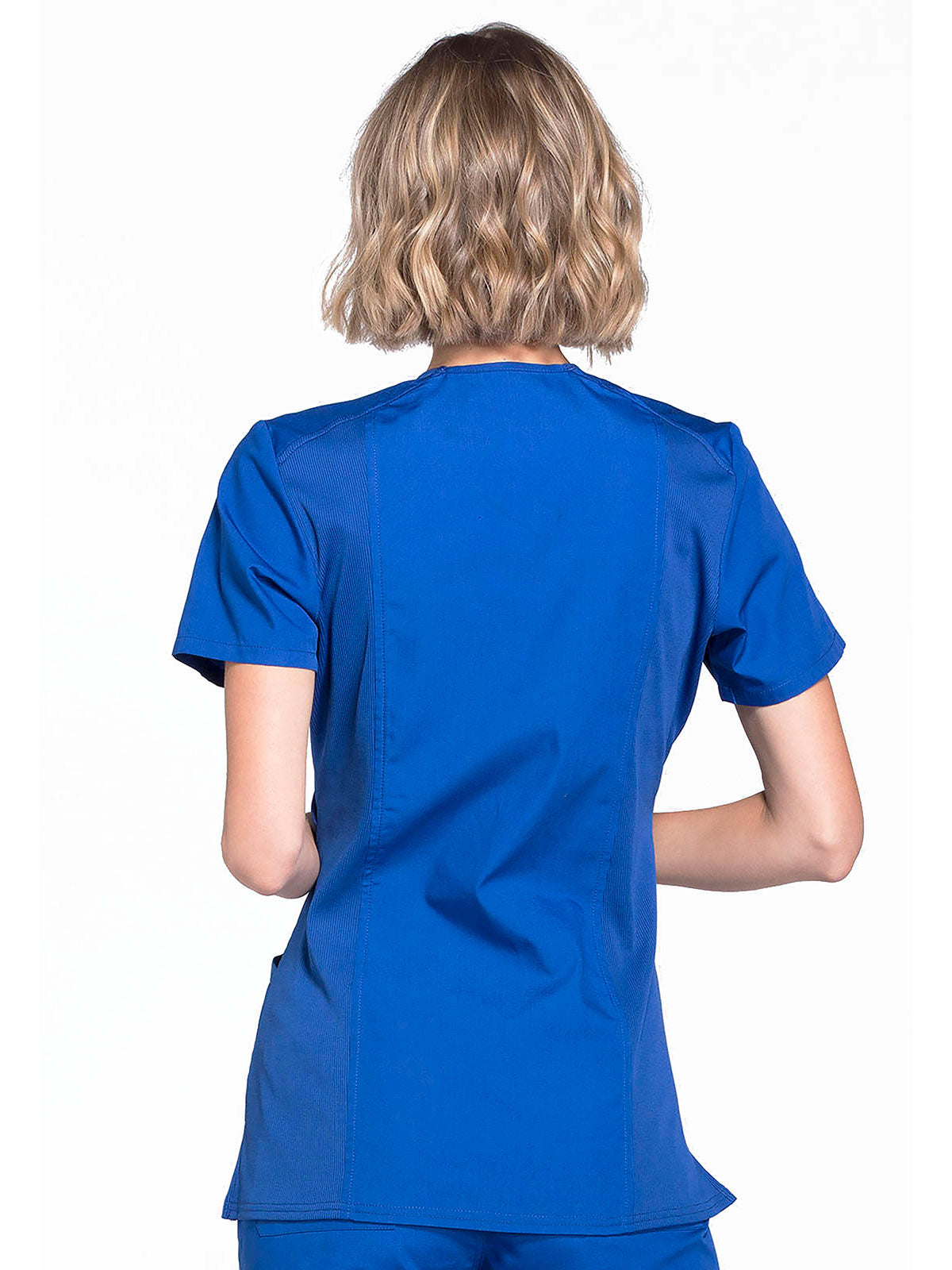 Originals - Women's Mock Wrap Knit Panel Solid Scrub Top