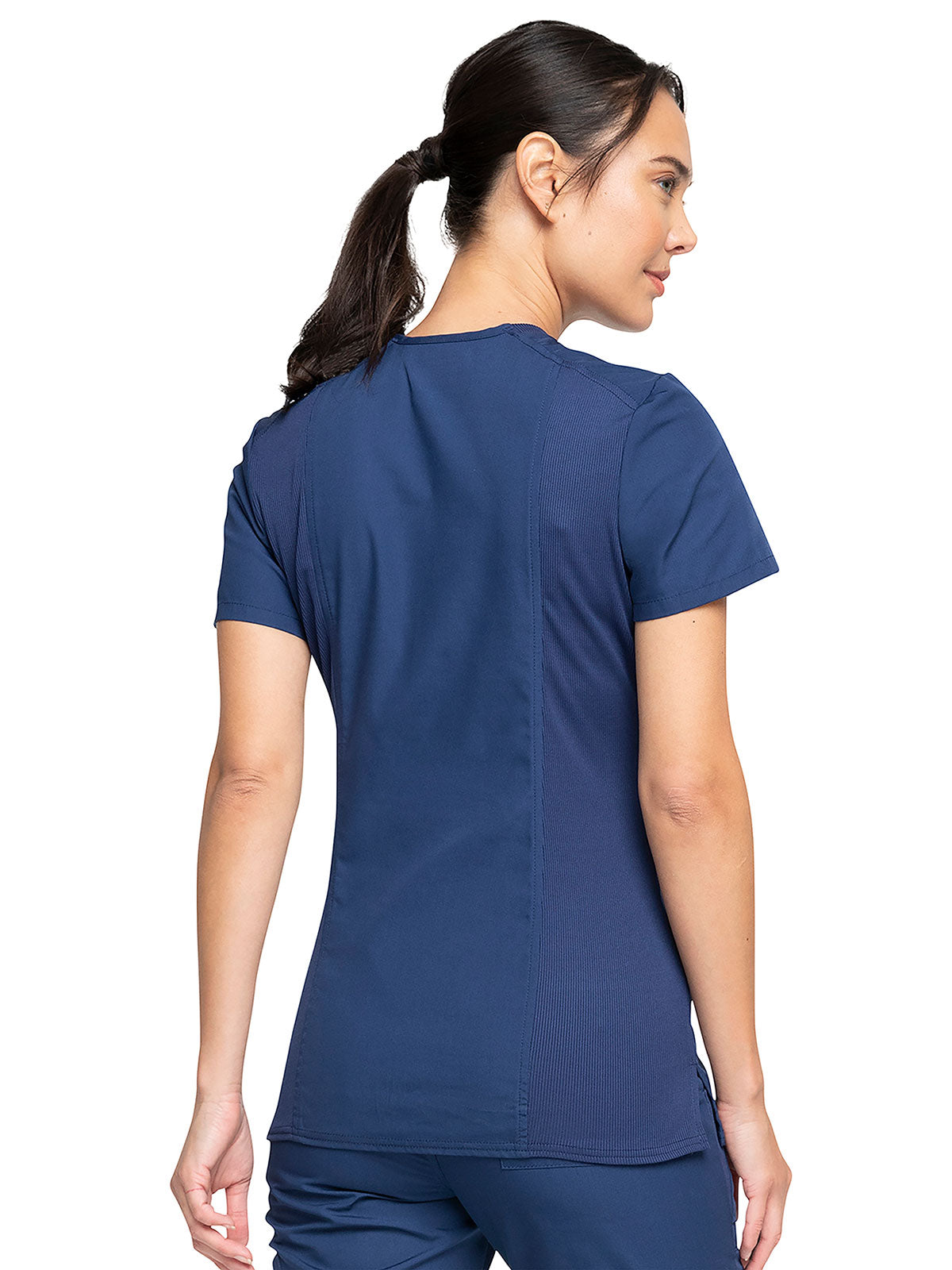 Originals - Women's Mock Wrap Knit Panel Solid Scrub Top