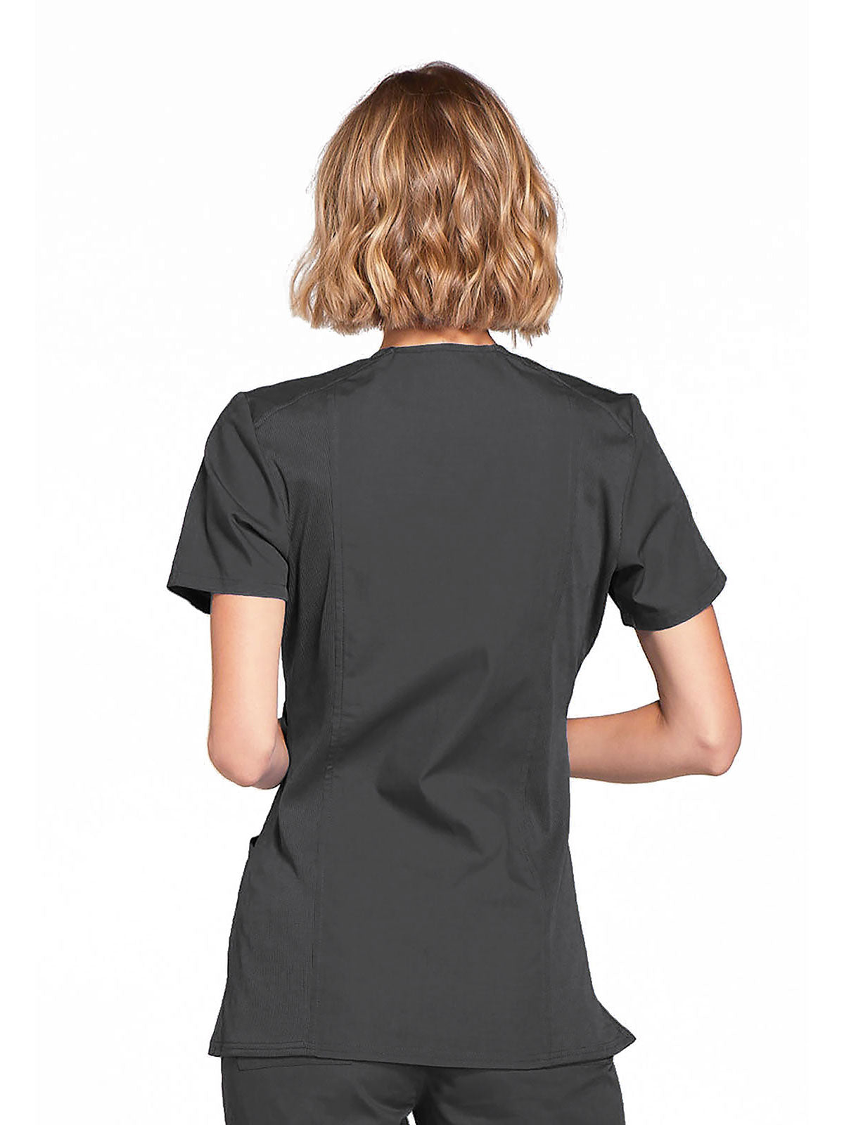 Originals - Women's Mock Wrap Knit Panel Solid Scrub Top