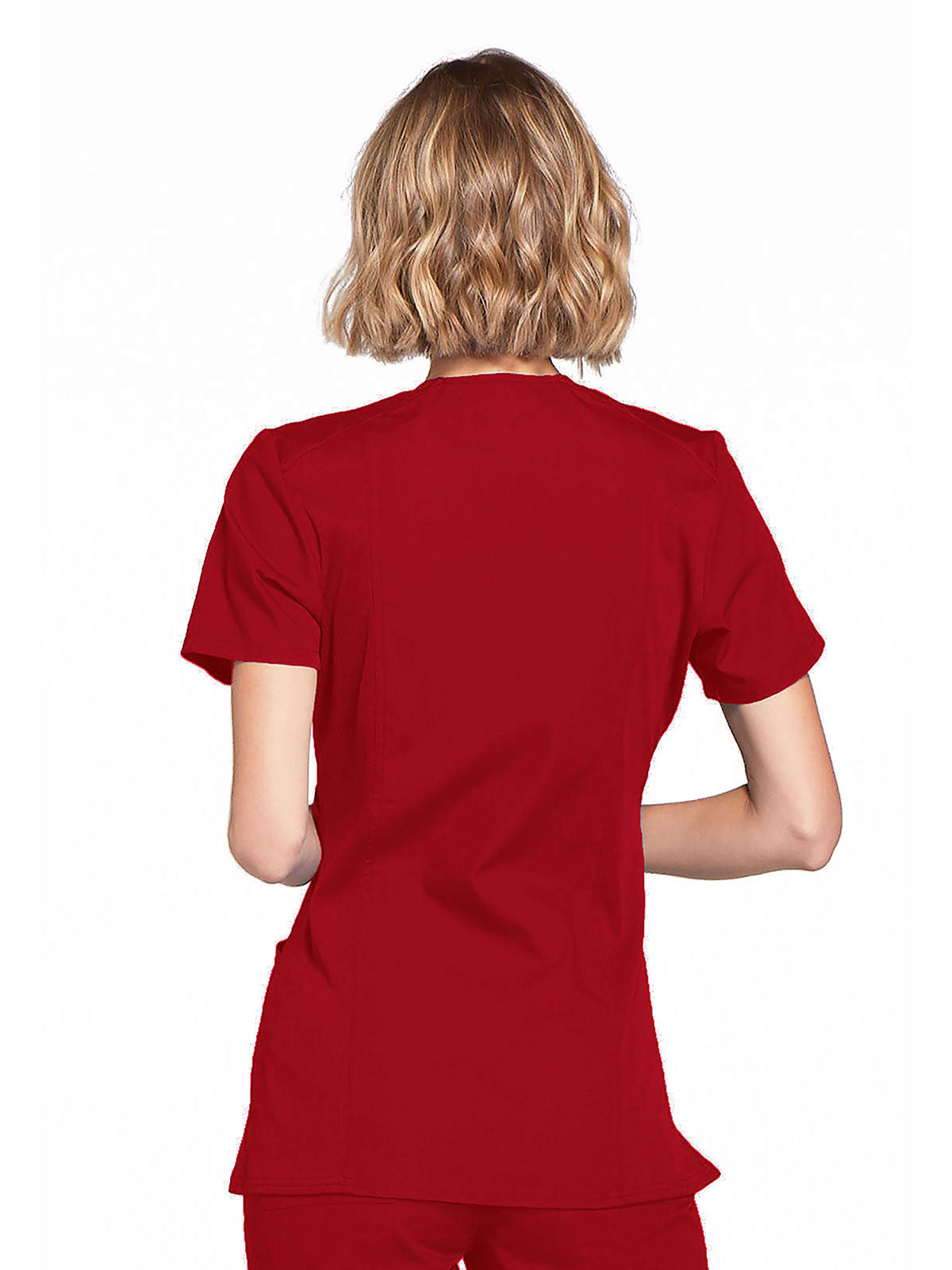 Originals - Women's Mock Wrap Knit Panel Solid Scrub Top