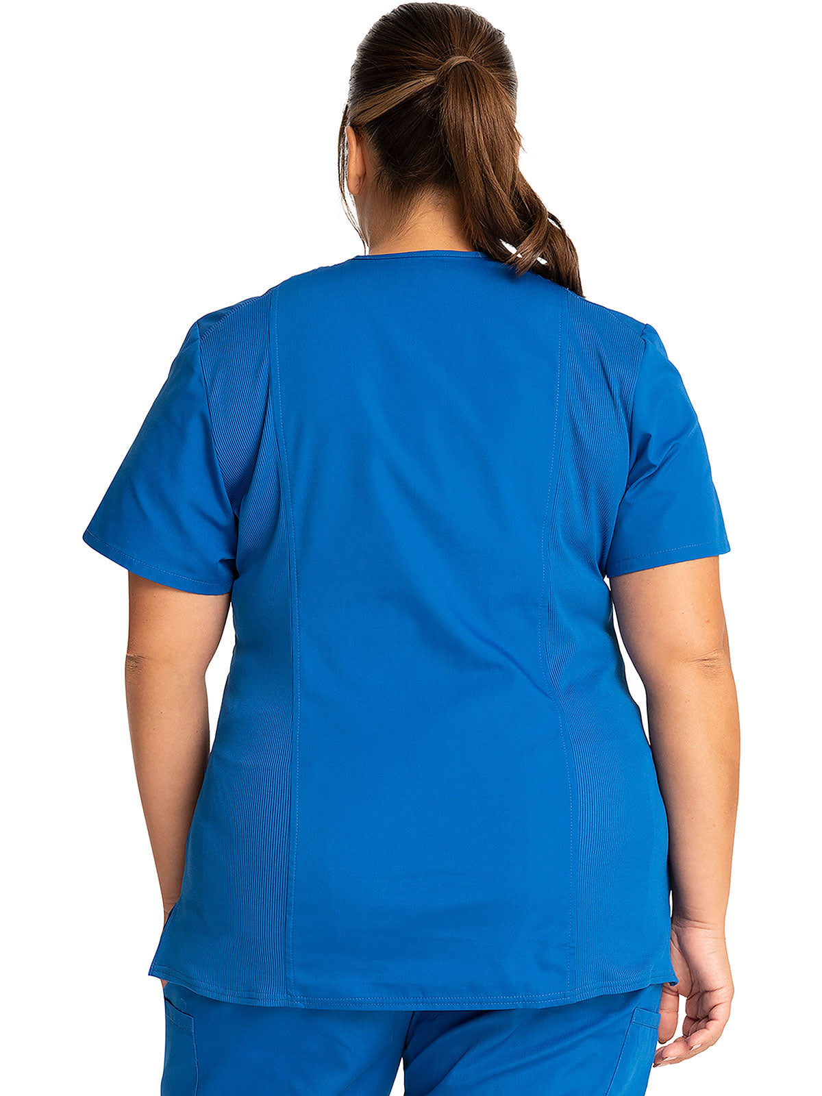 Originals - Women's Mock Wrap Knit Panel Solid Scrub Top
