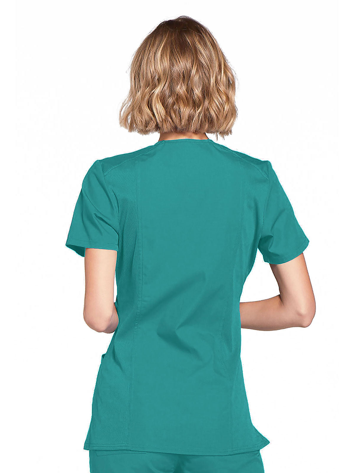 Originals - Women's Mock Wrap Knit Panel Solid Scrub Top