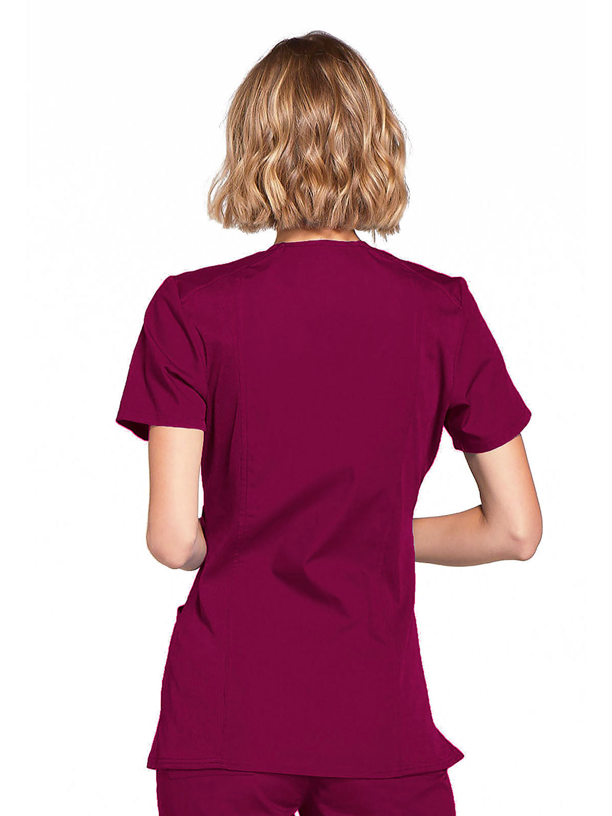 Originals - Women's Mock Wrap Knit Panel Solid Scrub Top